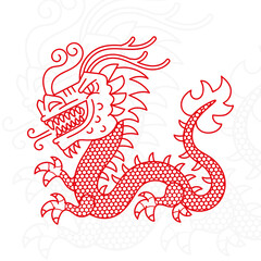 Silhouette of Asian Dragon Vector Suitable For Greeting Card, Poster Or T-shirt Printing.