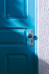 blue door handle