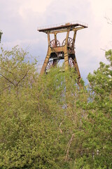 Alter Förderturm auf einer ehemaligen Zeche in Allstedt in Sachsen-Anhalt