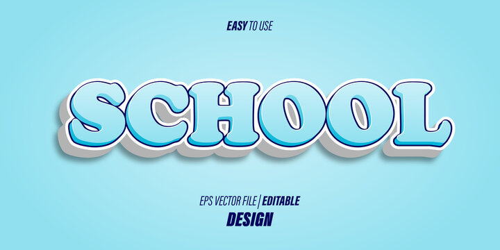 Editable 3D text effects with modern bold fonts and soft light blue gradient colors with fun and children's themes.
