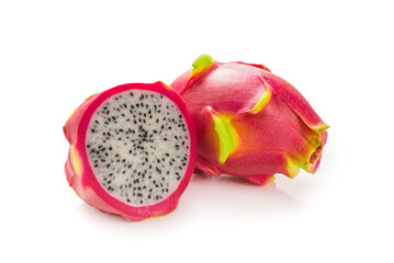 Sweet tasty dragon fruit or pitaya isolated on white.