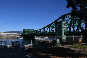Park Street Bridge a four lane double leaf bascule bridge spanning 372 feet of the Oakland Estuary....