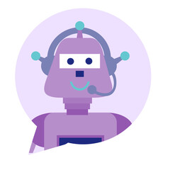 Infographic flat design concept of Chat Bot, Robots, Virtual Assistance. Modern thin line icon concept.