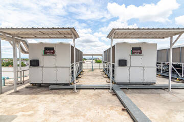 Industrail free-cooling chiller air conditioner on the rooftop.