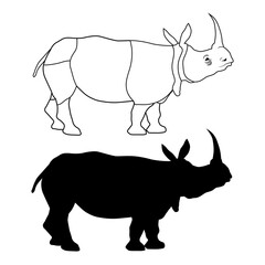 Rinoceronte Indio, líneas y silueta vectorizado. Logotipo