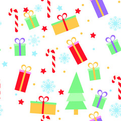 Colorful cute christmas elements seamless pattern background