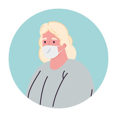 old woman avatar with mask design of medical care and covid 19 virus theme Vector illustration