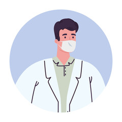 male doctor with mask design of medical care and covid 19 virus theme Vector illustration