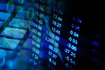 Financial data on a monitor. Finance data concept.