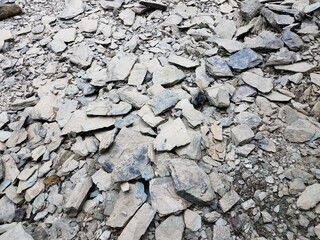 broken or chipped grey rocks on the ground