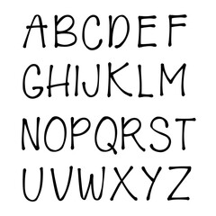 Hand drawn font with uppercase isolated on white background