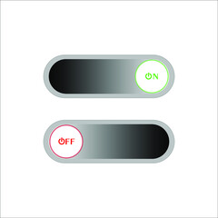 Set of 2 On Off slider style power buttons with grey background, The Off buttons are enclosed in red circle and the on buttons in green circle,