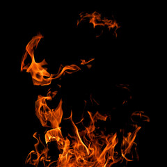 fire on a black background isolated