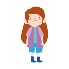 cute little girl cartoon character isolated design icon