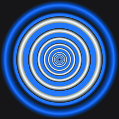 Vortex wave optical illusion grey and blue in black background.