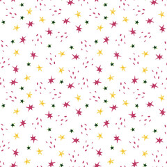 Seamless pattern of watercolor colorful stars on a white background. Use for design, invitations, holidays, weddings.