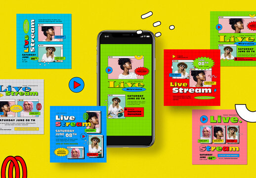Live Stream Social Media Layout Pack
