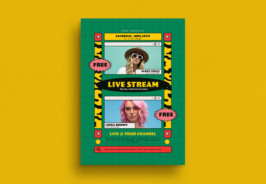 Retro Live Stream Flyer Layout