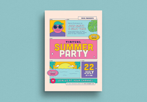Virtual Summer Party Flyer Layout