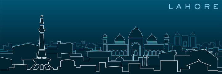 Lahore Multiple Lines Skyline and Landmarks