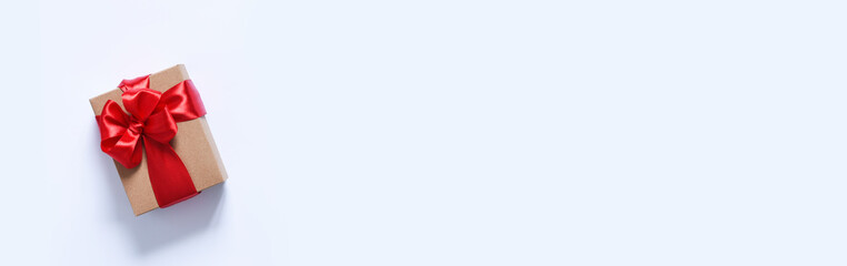 Beautiful composition of gifts with ribbons on a white background. Boxes with presents. Top view.