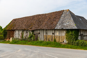 Half timbered barn in Lecaude, France