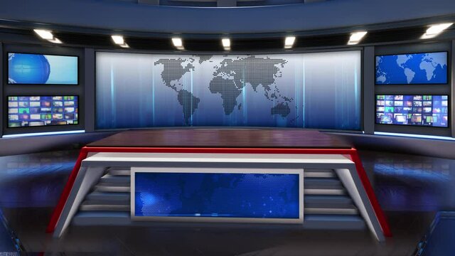 
3d virtual news studio green screen background
