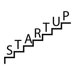 Business start up icon. Startup word on steps . Vector illustration 10eps.
