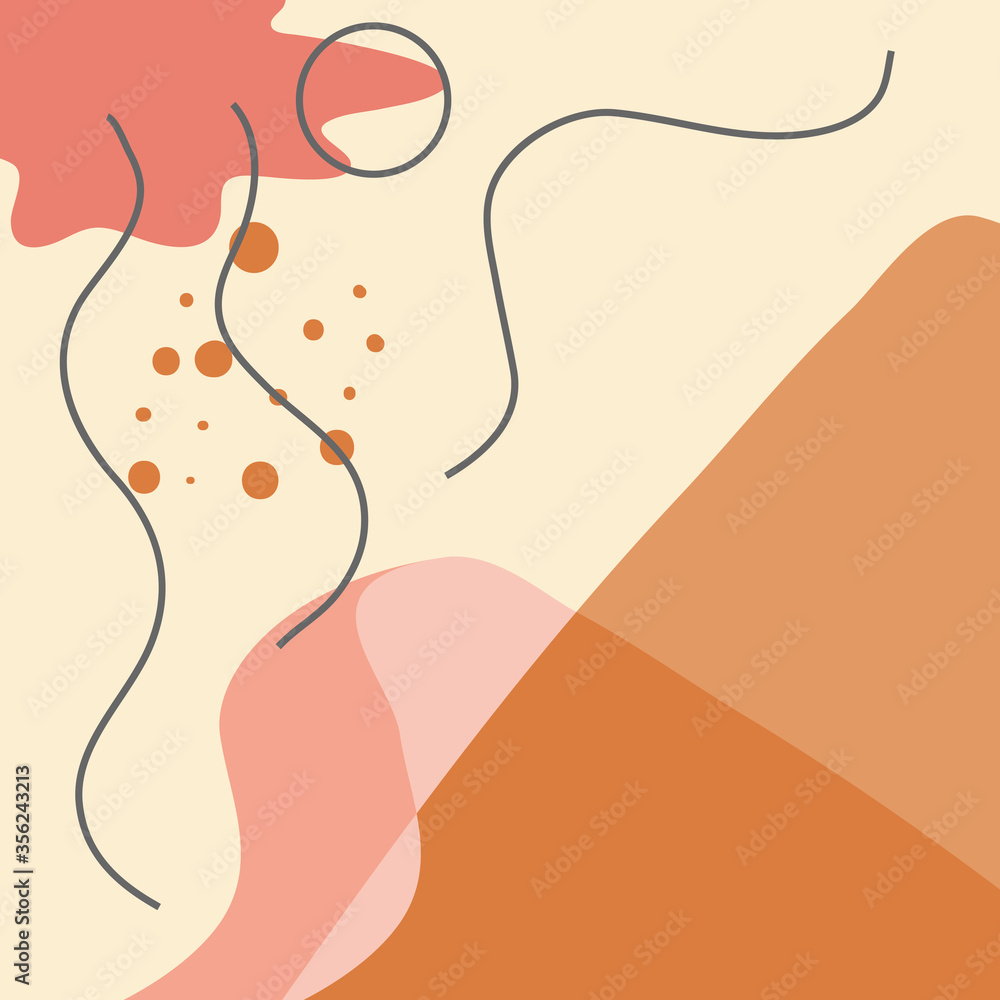 Poster abstract background, drawn with various shapes and doodle objects