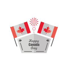 happy canada day label with flag