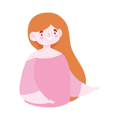 young woman character cartoon female figure isolated design icon