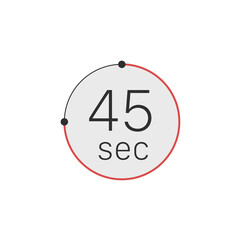 Fototapeta premium 45 seconds timer, stopwatch or countdown icon. Time measure. Chronometr icon. Stock Vector illustration isolated on white background.
