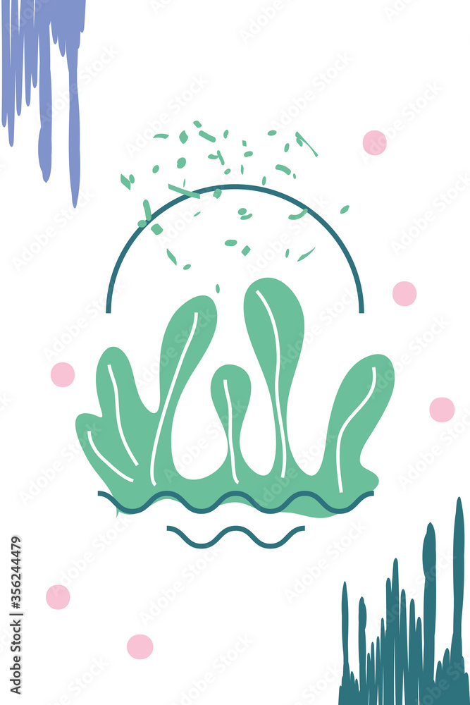 Poster abstract design with nature inspired and abstract shapes
