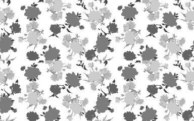 Floral seamless pattern with different flowers and leaves. Botanical illustration hand painted.
