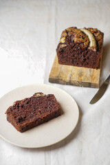 Homemade double chocolate banana bread