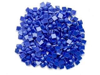 Set of blue diamonds for diamond embroidery isolated on white background. Hobbies and DIY,...