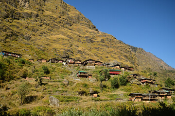 Osla village, On the way to Har ki Dun trek in Uttarakhand, popular trek course in India
