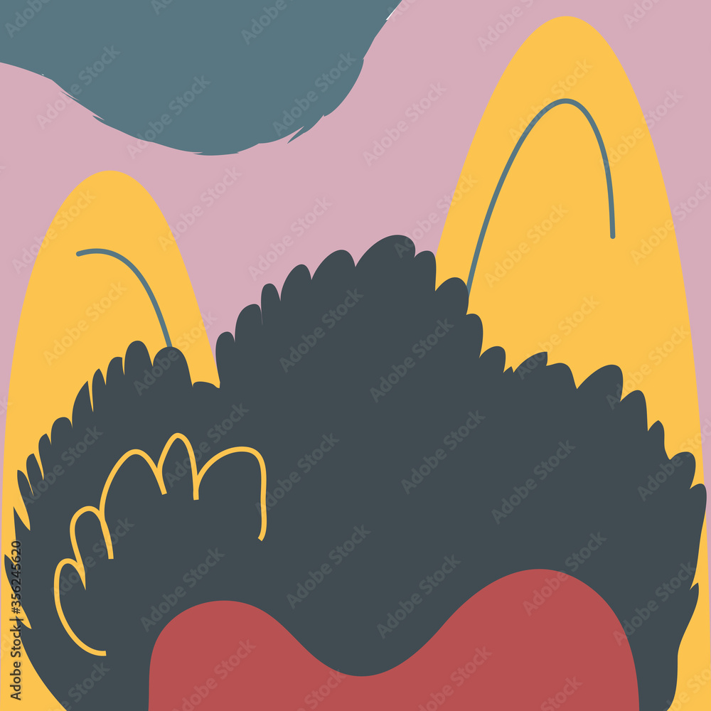 Poster abstract background, drawn with various shapes and doodle objects
