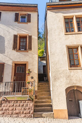 Fototapeta na wymiar Narrow stairs between two houses in Vianden, Luxembourg