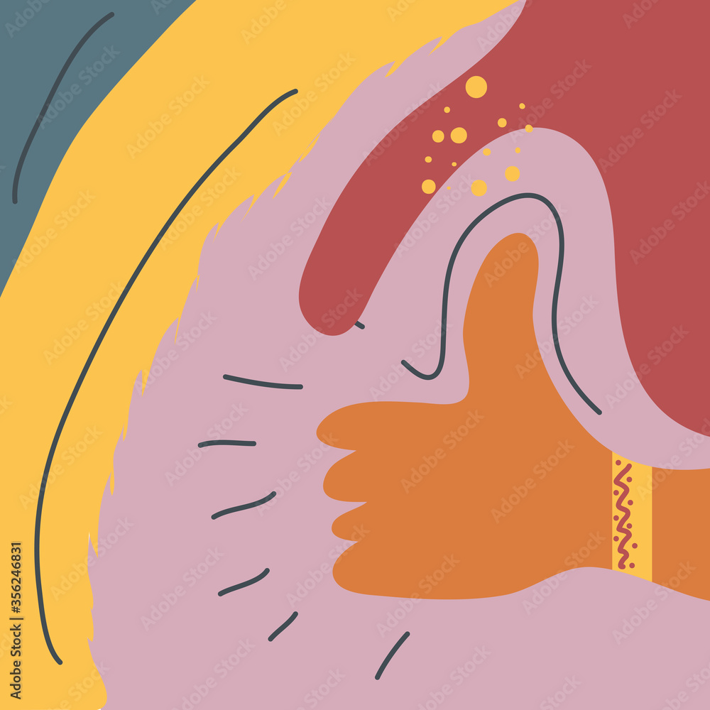 Poster abstract background, drawn with various shapes and doodle objects
