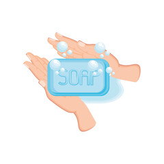 Obraz premium washing hands with water and soap on white background