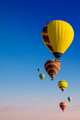 Hot Air Balloons ride with copy space. Template for your poster about romantic trip to Cappadocia weekend.