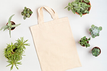 Cotton tote bag mockup. Zero waste living, sustainability, eco friendly lifestyle