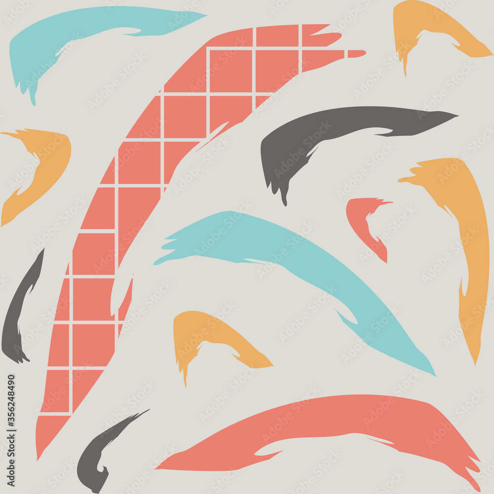 Poster abstract background, drawn with various shapes and doodle objects