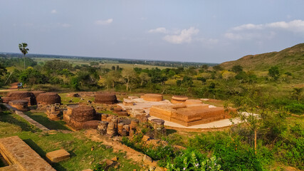 Stump of main stupa,and smaller stupas.The main stupa dates to the 9th century and likely built on...