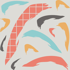 abstract background, drawn with various shapes and doodle objects