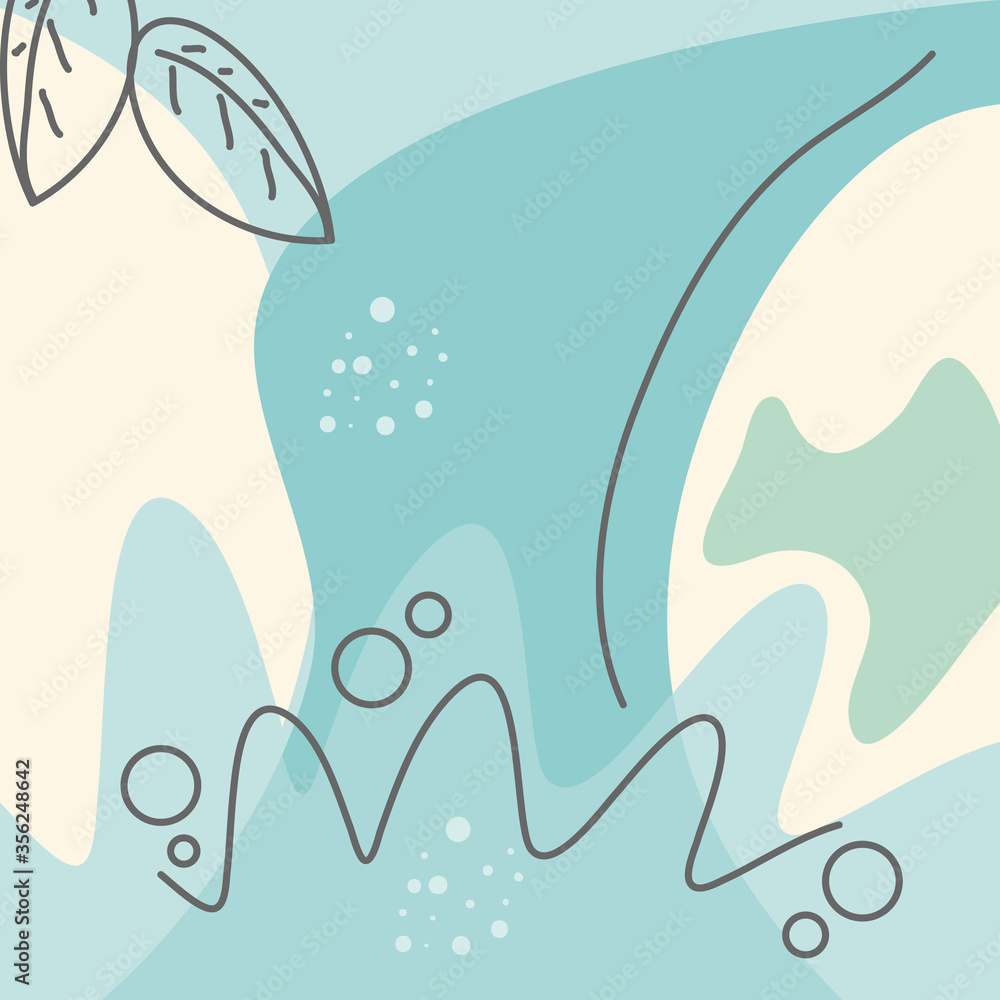 Poster abstract background, drawn with various shapes and doodle objects