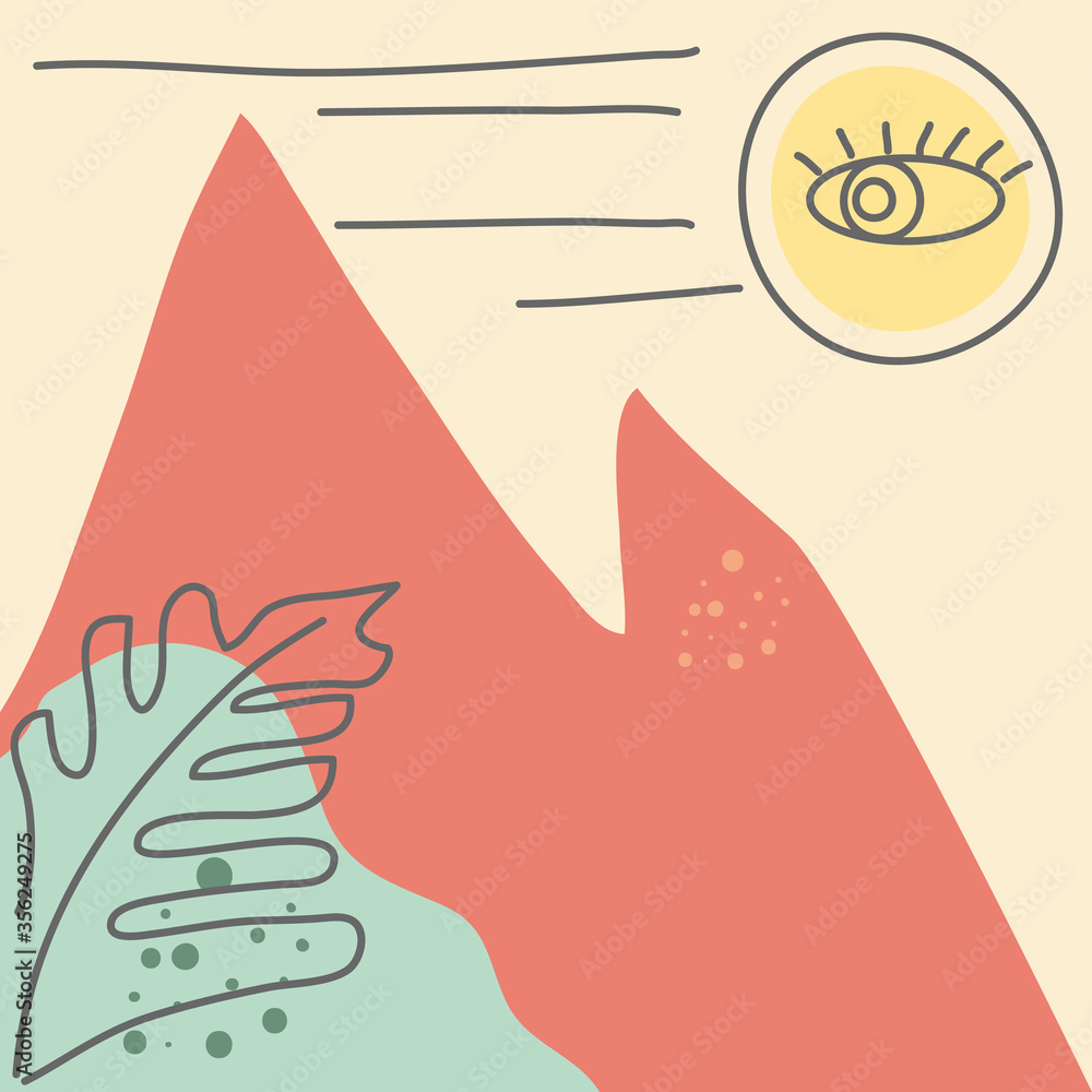 Poster abstract background, drawn with various shapes and doodle objects