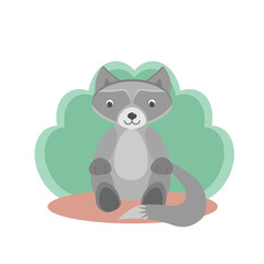 Cute little wolf smiling face in scandinavian style. Norman ethnic style. Graphic design.