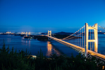 瀬戸大橋 -本州と四国を結ぶ世界最大級の橋- 鷲羽山からの夜景